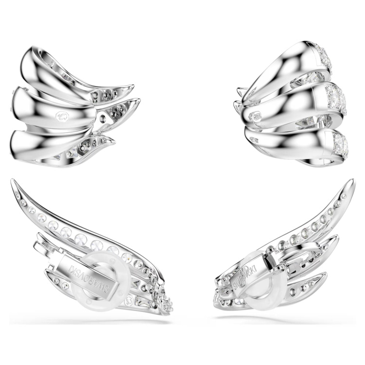 Vienna ear cuffs Mixed cuts, Swan, White, Rhodium plated